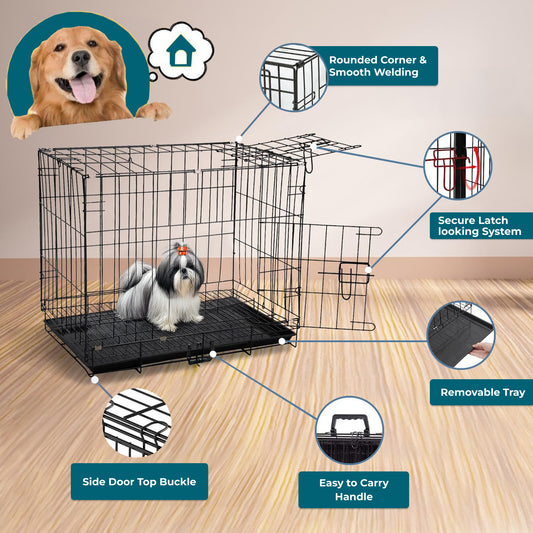Foldable & Portable Dog Cage for Small Dogs and Cats(24 Inches)