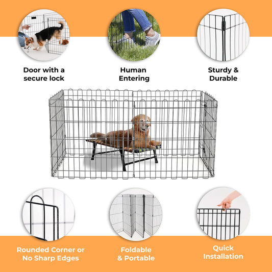 Foldable & Portable 6 Panels Dog PlayPen for Small Dogs