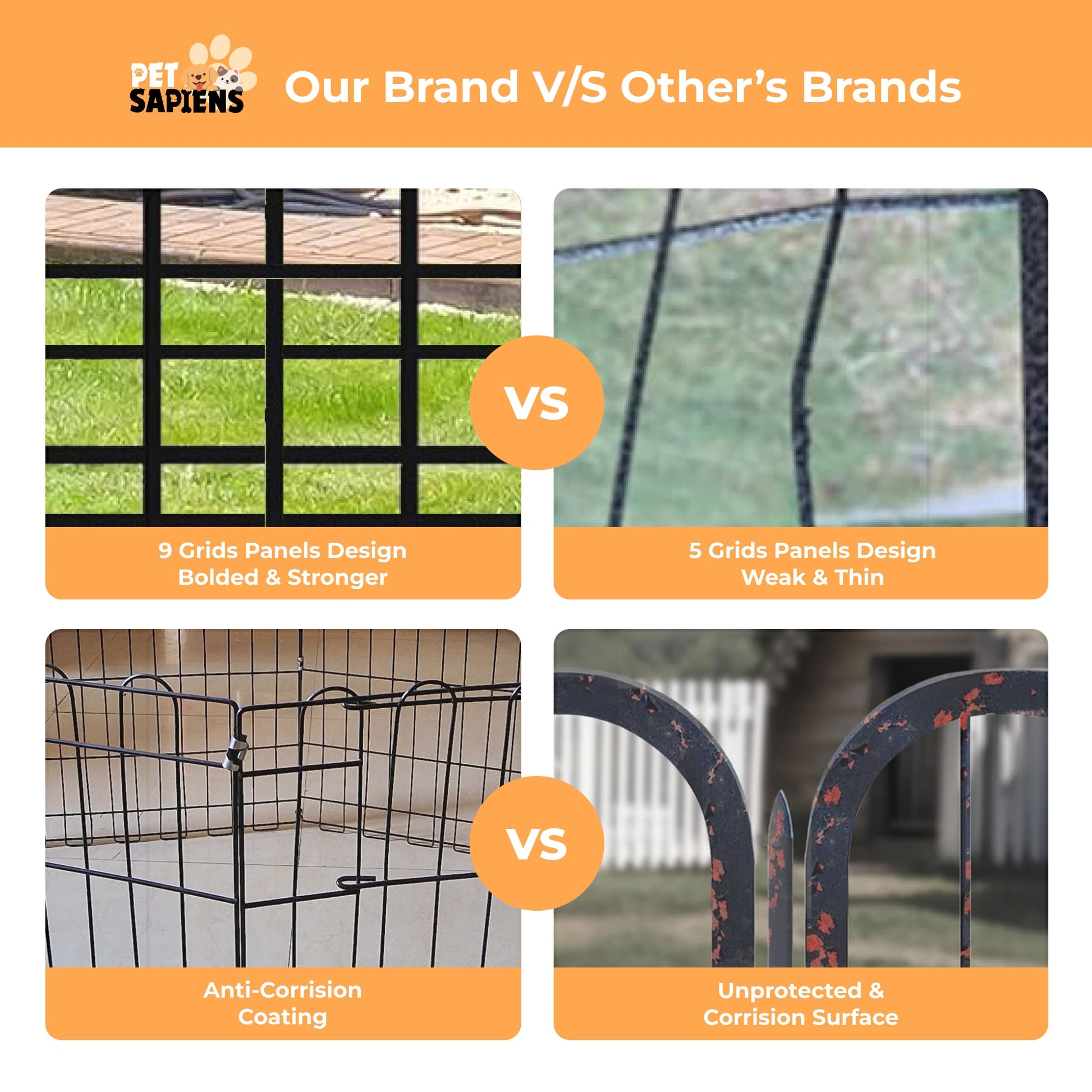 Foldable & Portable 6 Panels Dog PlayPen for Small Dogs - PETSAPIENS