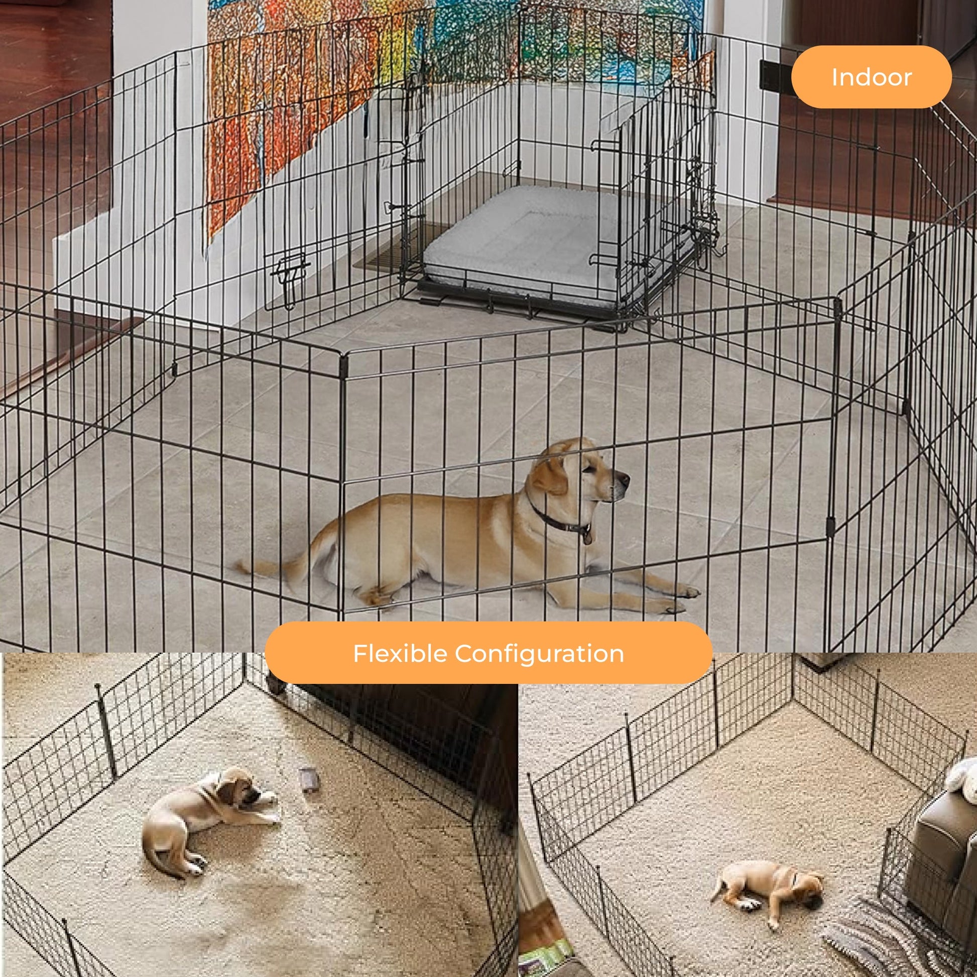 Foldable & Portable 6 Panels Dog PlayPen for Small Dogs - PETSAPIENS