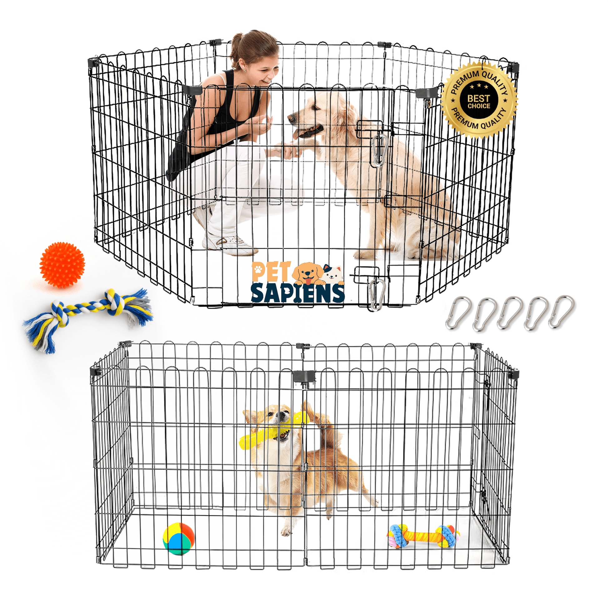 Foldable & Portable 6 Panels Dog PlayPen for Small Dogs - PETSAPIENS