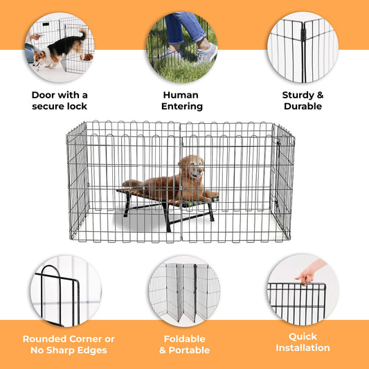 Foldable & Portable 6 Panels Dog PlayPen for Small Dogs - PETSAPIENS