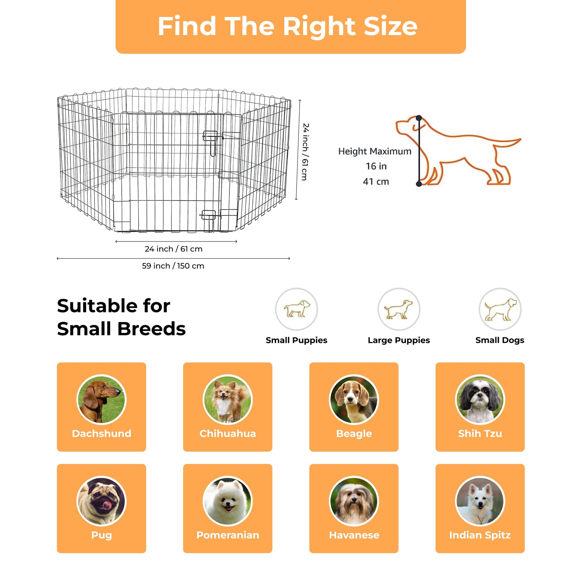 Foldable & Portable 6 Panels Dog PlayPen for Small Dogs - PETSAPIENS