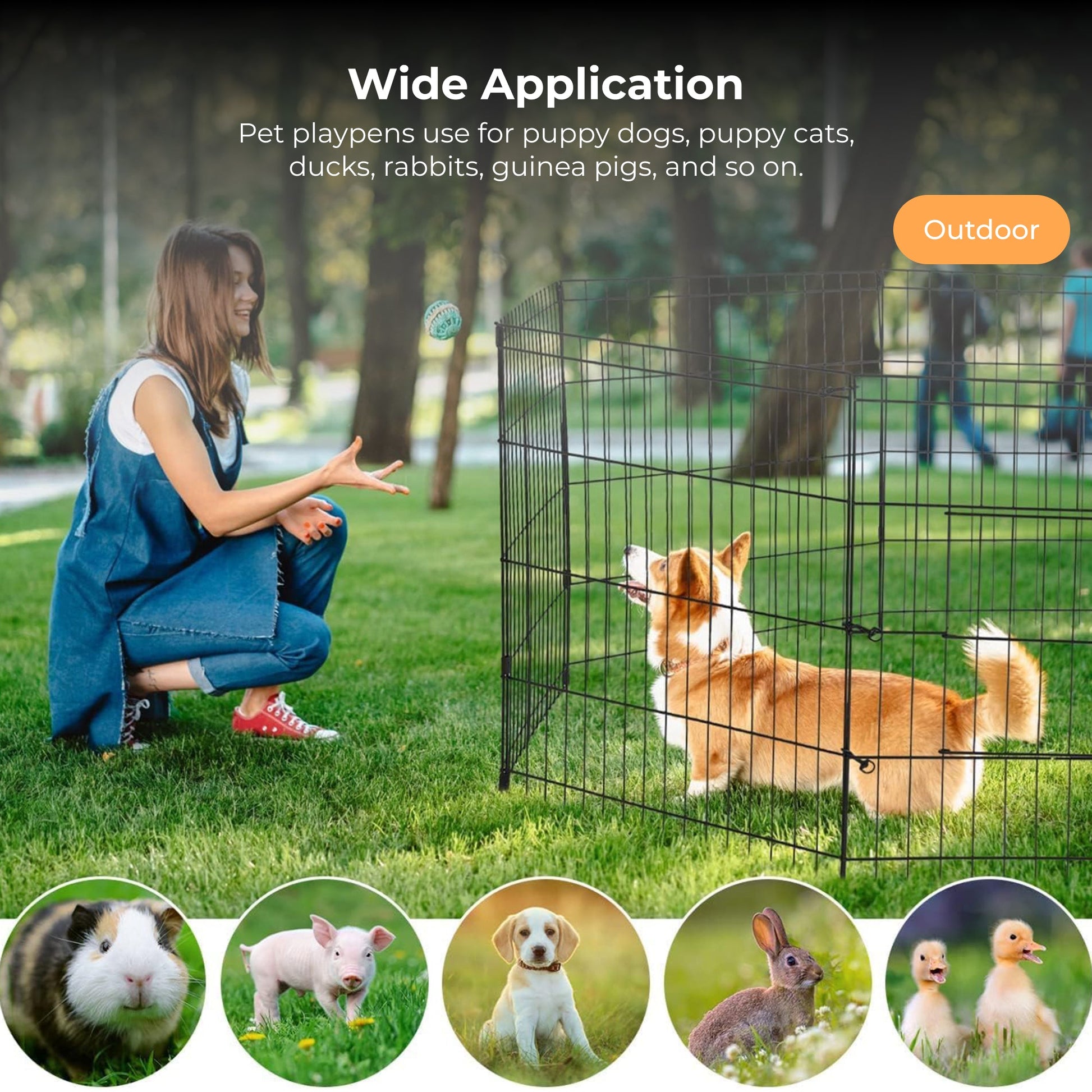 Foldable & Portable 6 Panels Dog PlayPen for Small Dogs - PETSAPIENS