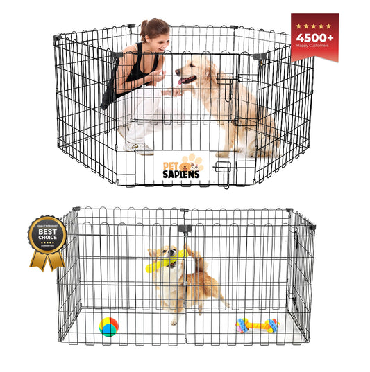 Foldable & Portable 6 Panels Dog PlayPen for Small Dogs - PETSAPIENS