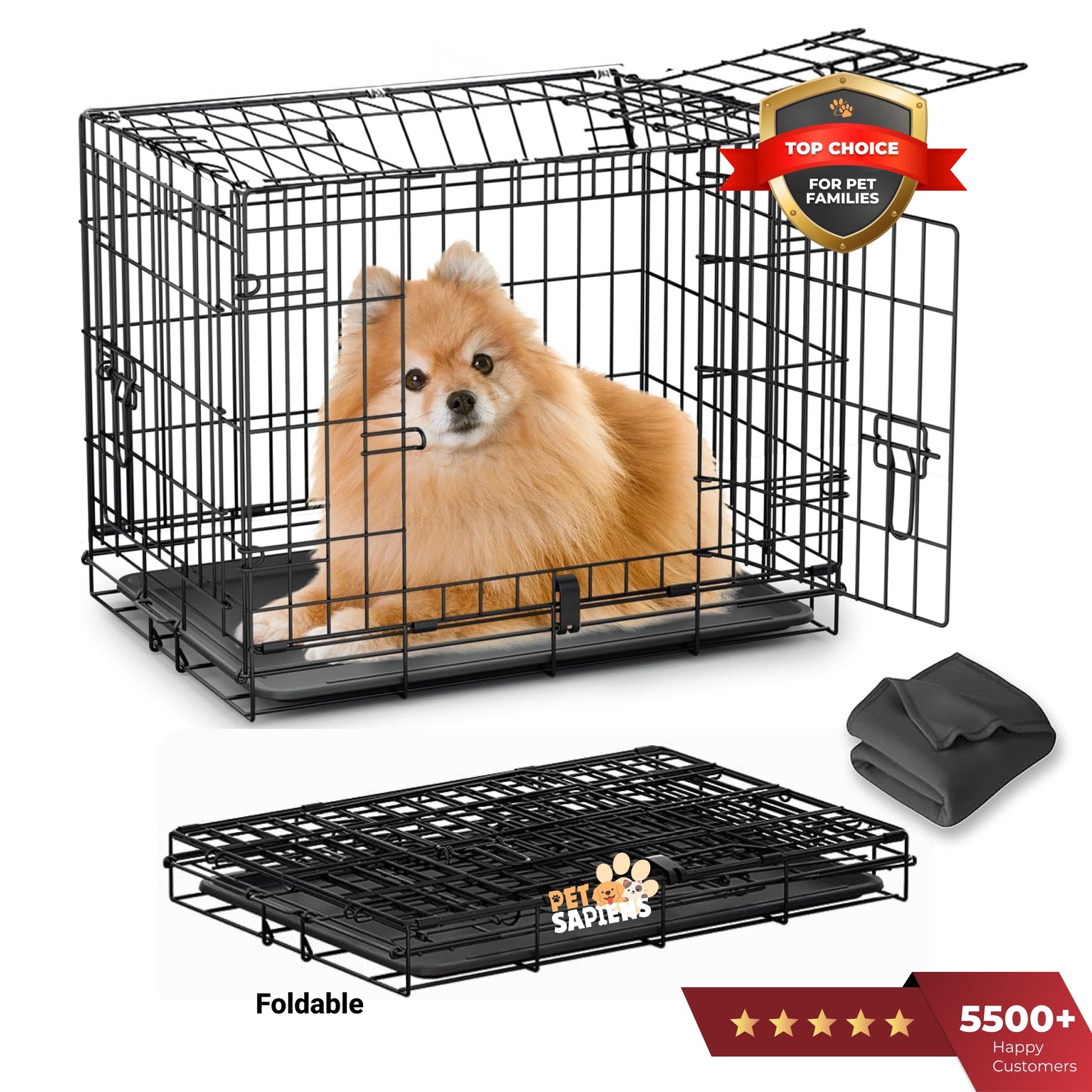 Foldable & Portable Cage - PETSAPIENS