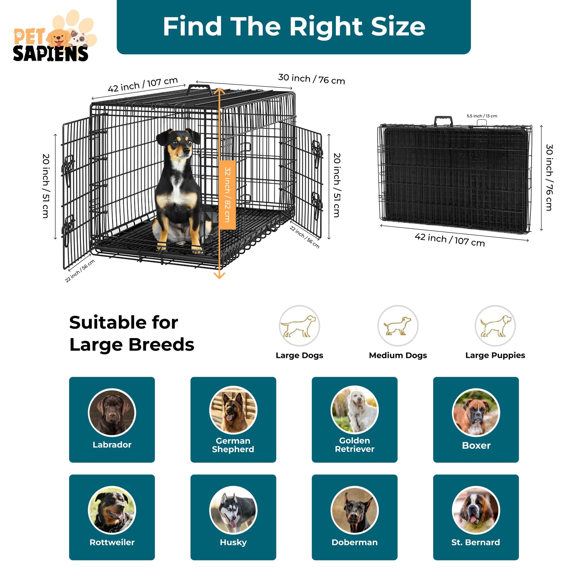 Foldable & Portable Cage - PETSAPIENS