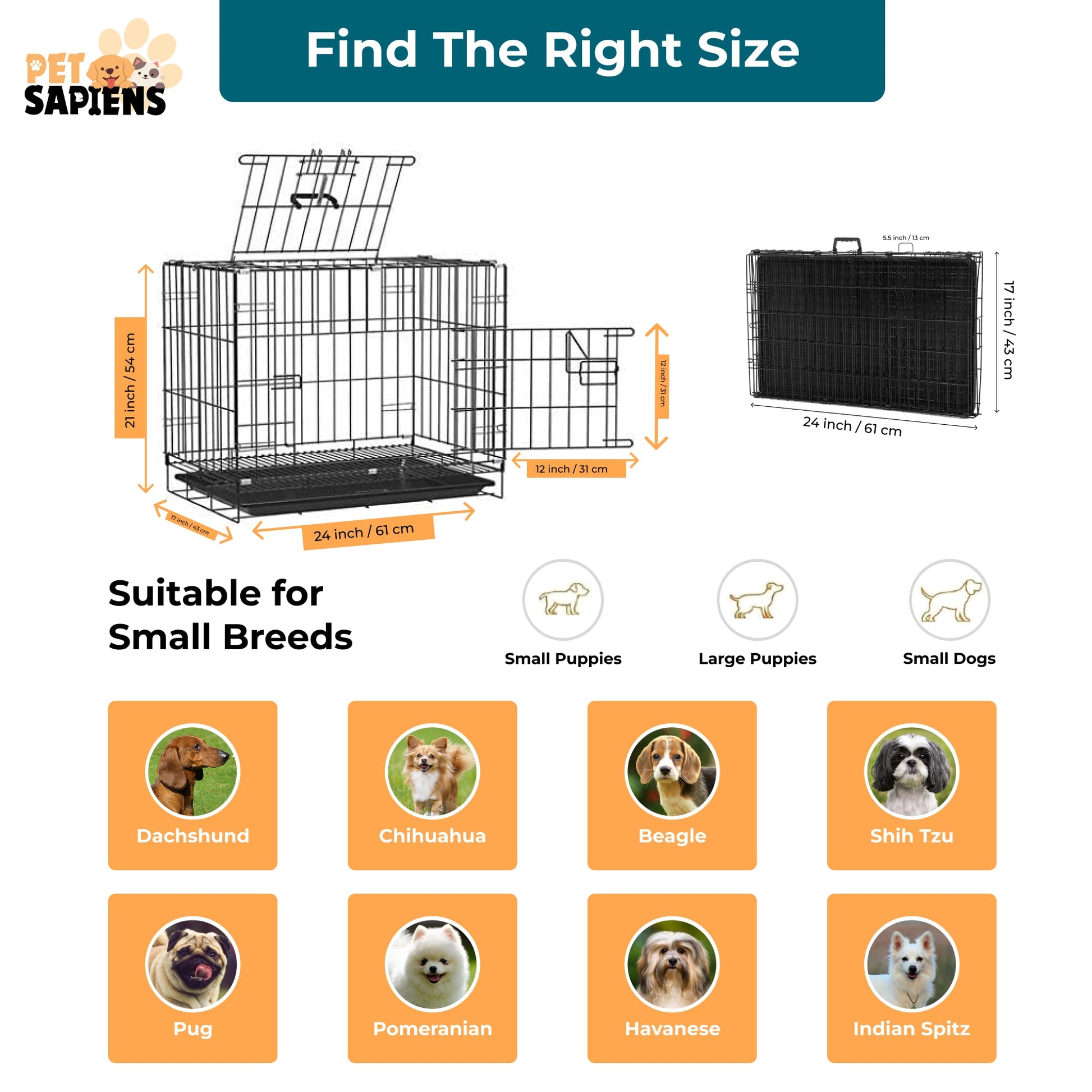 Foldable & Portable Cage - PETSAPIENS