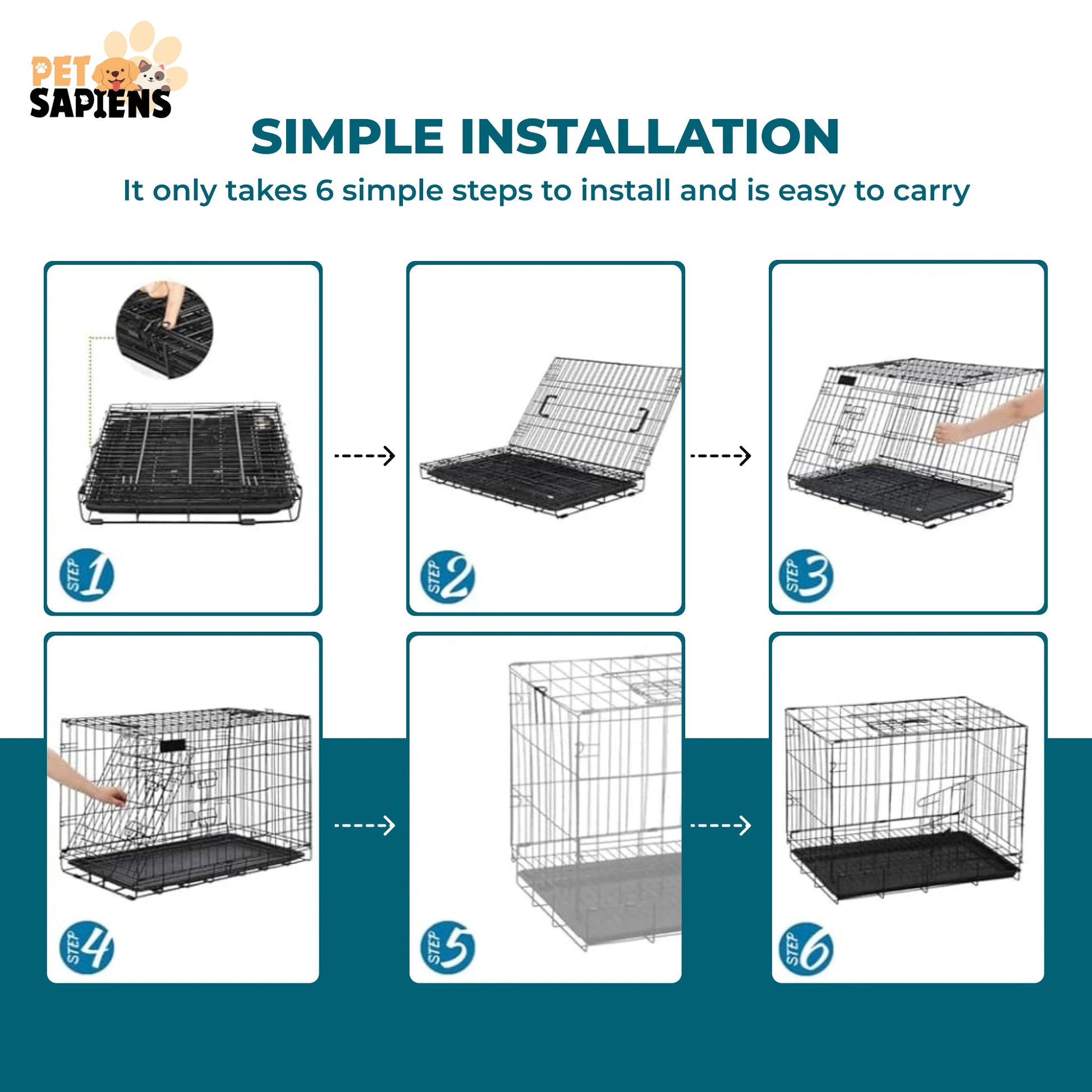 Foldable & Portable Cage - PETSAPIENS