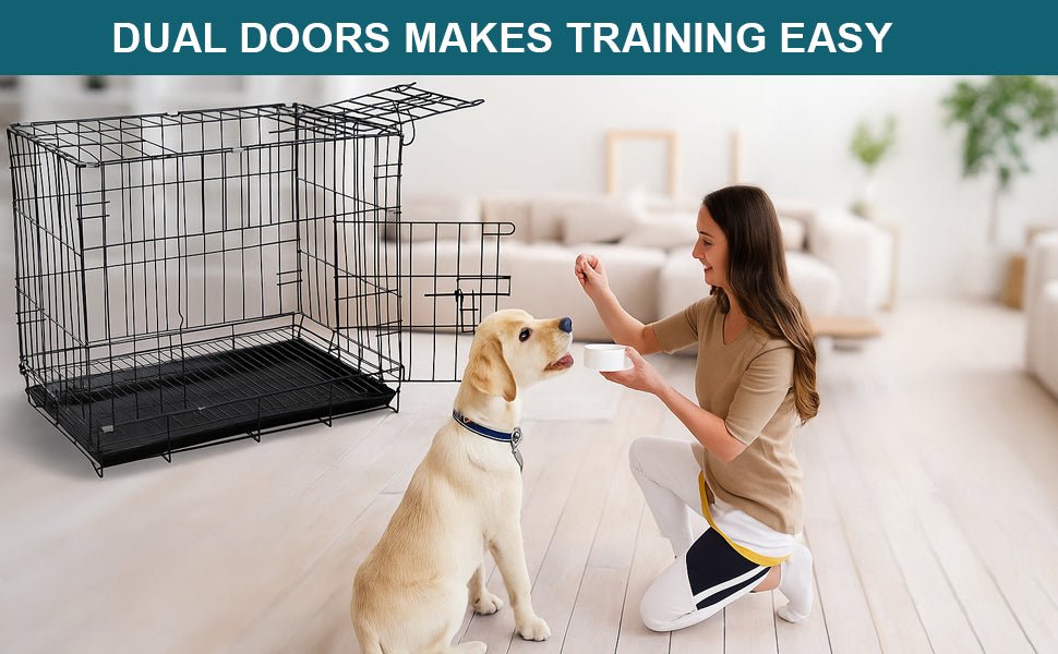 Foldable & Portable Dog Cage for Small Dogs and Cats(24 Inches) - PETSAPIENS