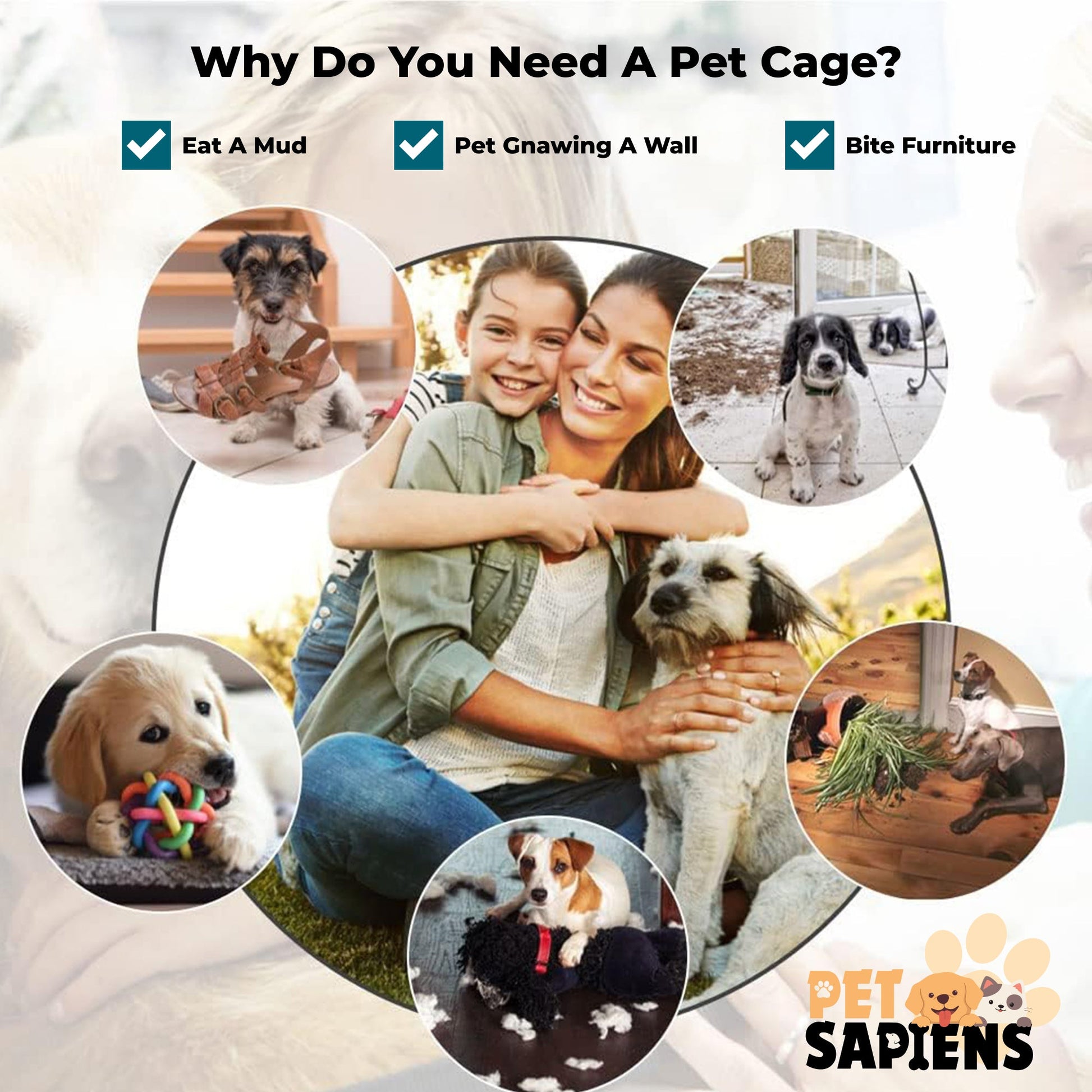 Foldable & Portable Dog Cage for Small Dogs and Cats(24 Inches) - PETSAPIENS