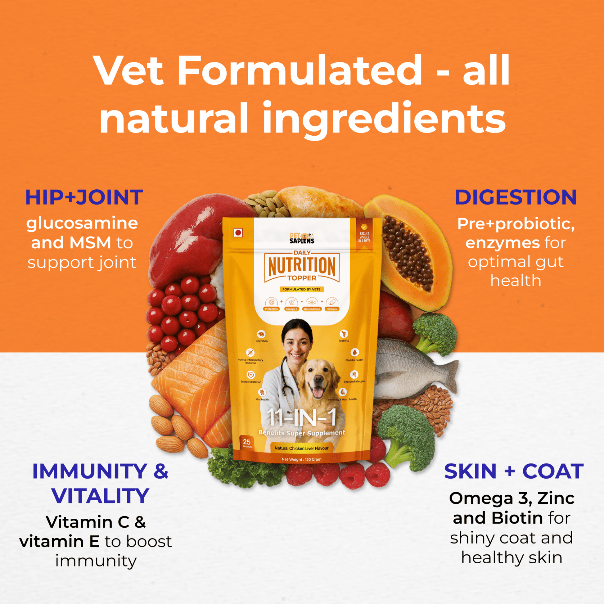 Pet Supplement for Daily Nutrition Topper & Multivitamin - PETSAPIENS