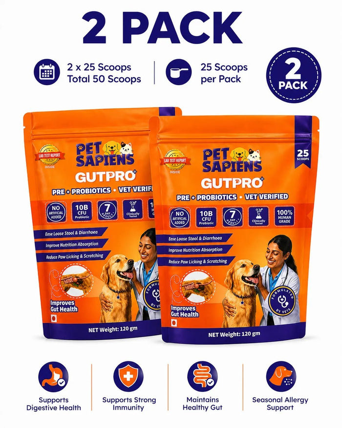 Two-pack bundle of Pet Sapiens GutPro+, 50 scoops total