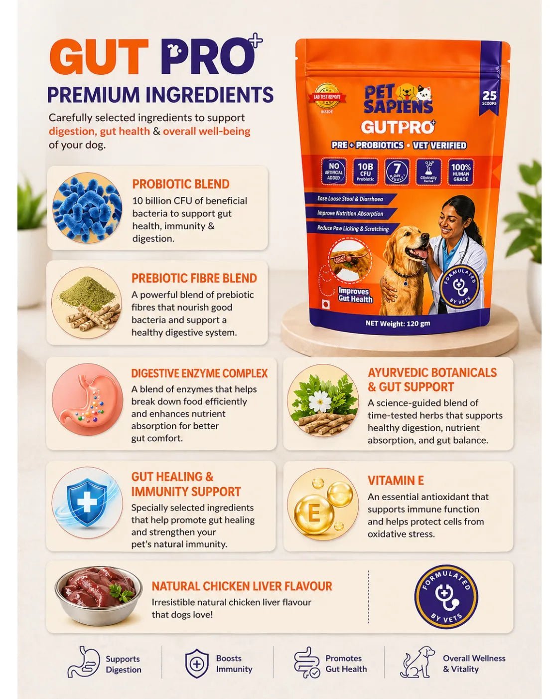 Pre + Probiotics Formula for Dog - PETSAPIENS