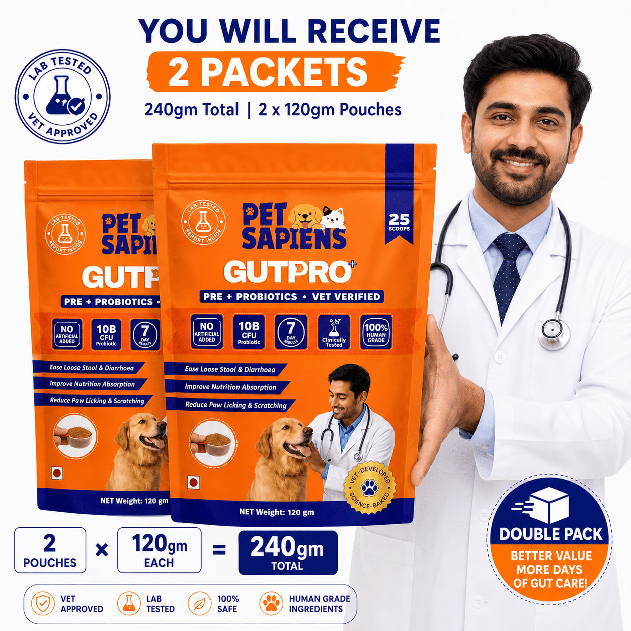 Pre + Probiotics Formula for Dog - PETSAPIENS
