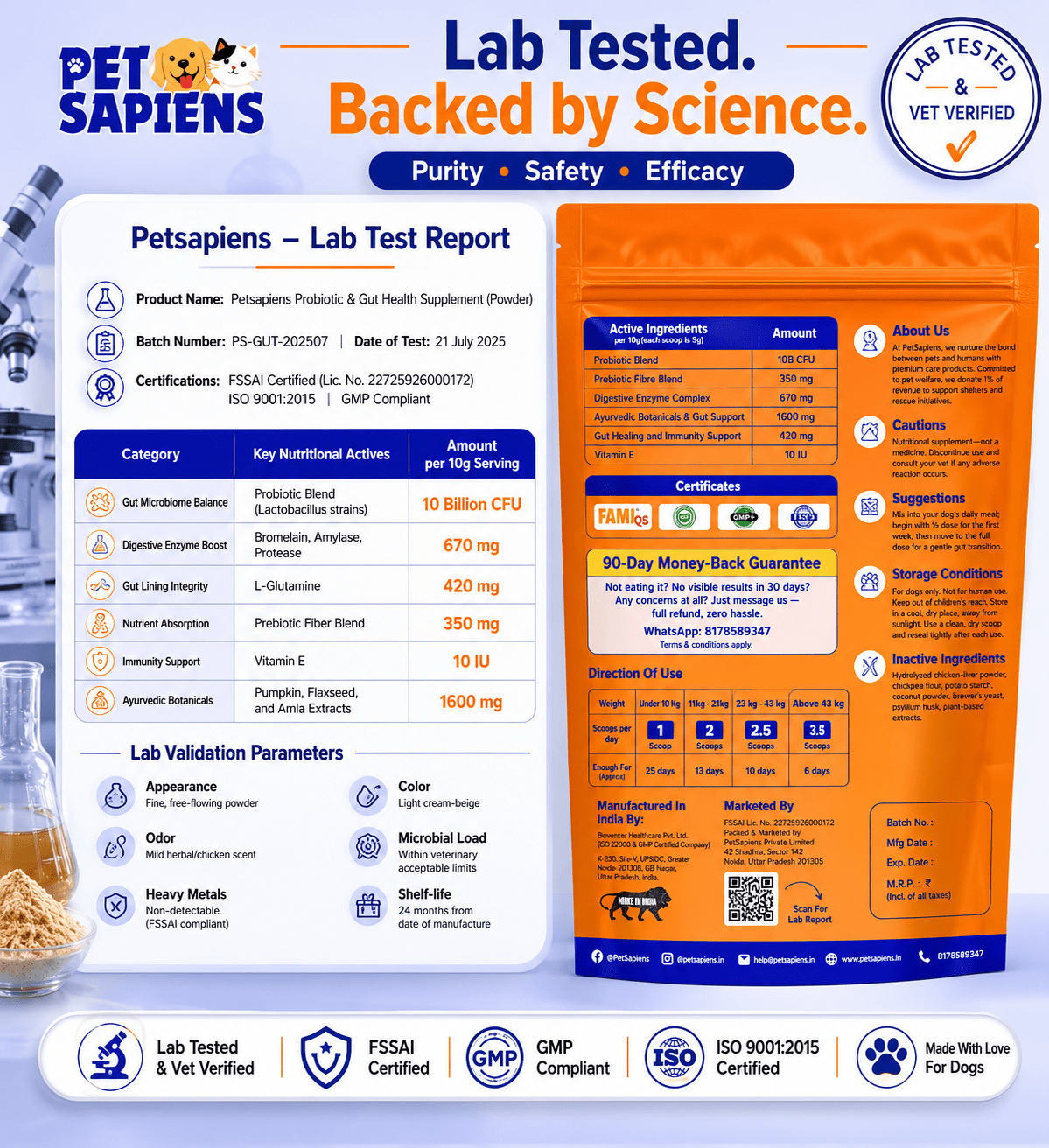 Pre + Probiotics Formula for Dog - PETSAPIENS