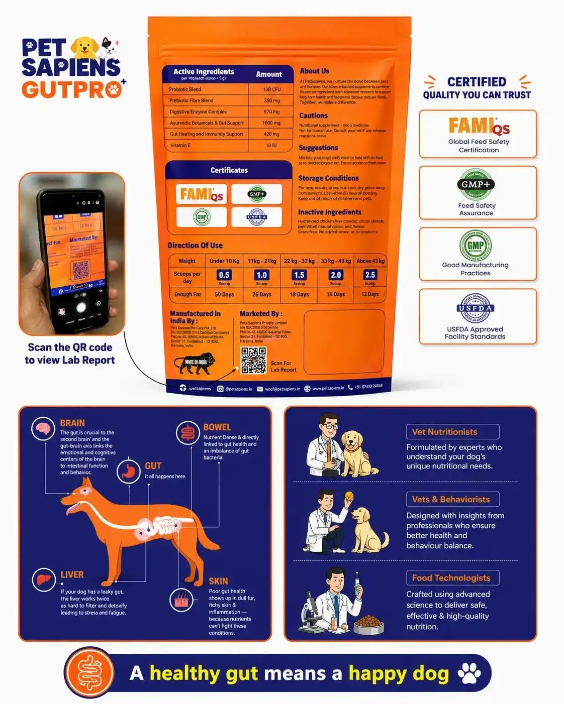 Pre + Probiotics Formula for Dog - PETSAPIENS