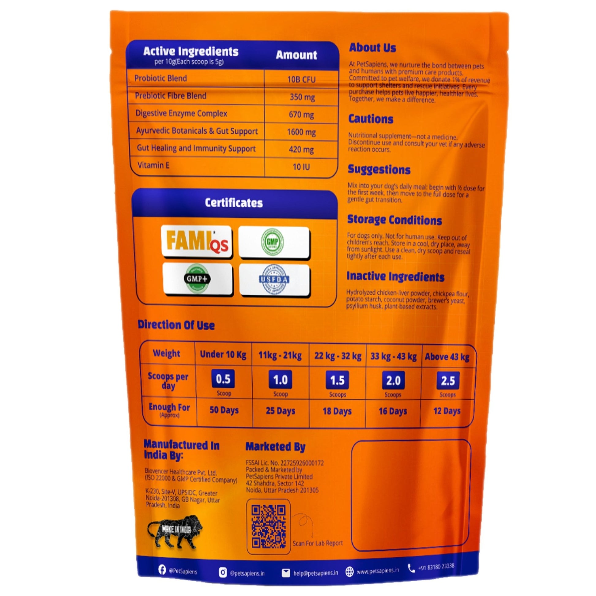 Pre + Probiotics Formula for Dog Gut Health - PETSAPIENS